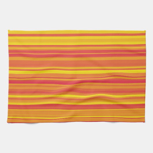 Linge De Cuisine Bandes Orange Rouge Jaune (Horizontal)