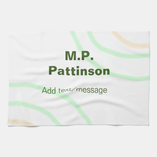 Linge De Cuisine Bandes orange vertes ajouter le nom message texte (Horizontal)