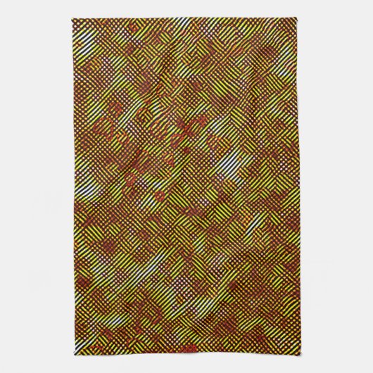 Linge De Cuisine Bandes oranges inclinées tachées de plaid (Vertical)