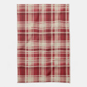 Linge De Cuisine Bandes Plaid Crème Rouge (Vertical)
