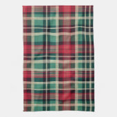 Linge De Cuisine Bandes Plaid Vert Crème Rouge (Vertical)