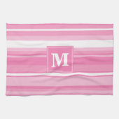 Linge De Cuisine Bandes rose monogramme (Horizontal)