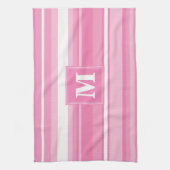 Linge De Cuisine Bandes rose monogramme (Vertical)