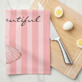 Linge De Cuisine Bandes roses avec papillon (Quart Plié)