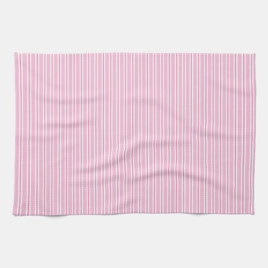 Linge De Cuisine Bandes roses et blanches (Horizontal)