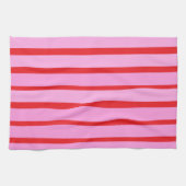 Linge De Cuisine Bandes roses et rouges (Horizontal)