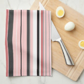 Linge De Cuisine Bandes roses gris mignonnes (Quart Plié)