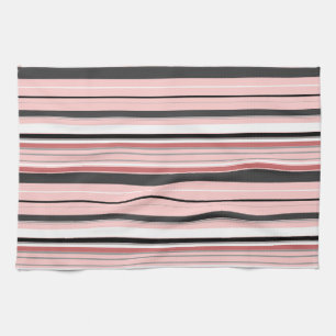 Linge De Cuisine Bandes roses gris mignonnes