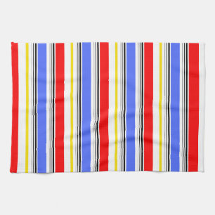 Linge De Cuisine Bandes rouges bleues et blanches modernes