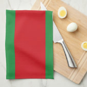 Linge De Cuisine Bandes rouges et vertes (Quart Plié)
