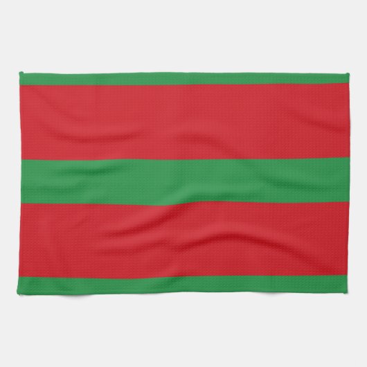 Linge De Cuisine Bandes rouges et vertes (Horizontal)