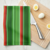 Linge De Cuisine Bandes rouges et vertes (Quart Plié)