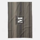 Linge De Cuisine Bandes taupe monogramme (Vertical)