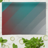 Linge De Cuisine Bandes turquoises de gris bordeaux (Plié)