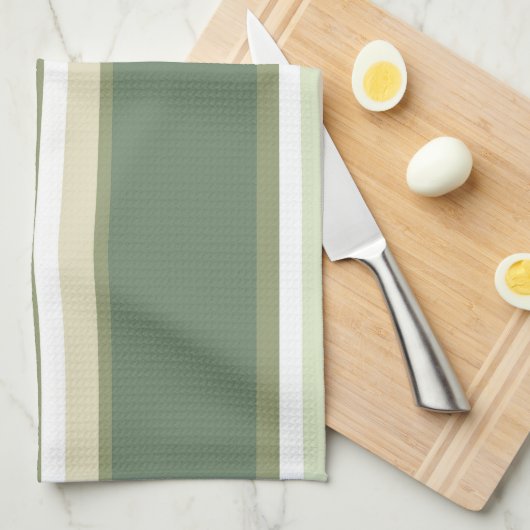 Linge De Cuisine Bandes vert olive (Quart Plié)