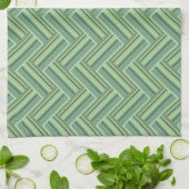 Linge De Cuisine Bandes vert olive double tissage (Plié)