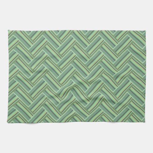 Linge De Cuisine Bandes vert olive double tissage (Horizontal)