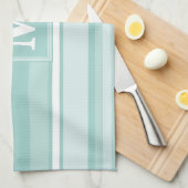 Linge De Cuisine Bandes vertes de menthe monogramme (Quart Plié)