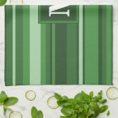 Linge De Cuisine Bandes vertes monogrammes (Plié)