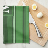 Linge De Cuisine Bandes vertes monogrammes (Quart Plié)