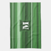 Linge De Cuisine Bandes vertes monogrammes (Vertical)