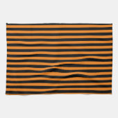 Linge De Cuisine Bandes verticales classiques orange et noir (Horizontal)