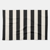 Linge De Cuisine Bandes Verticales Noir Et Crème Blanc Gratté (Horizontal)