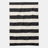 Linge De Cuisine Bandes Verticales Noir Et Crème Blanc Gratté (Vertical)