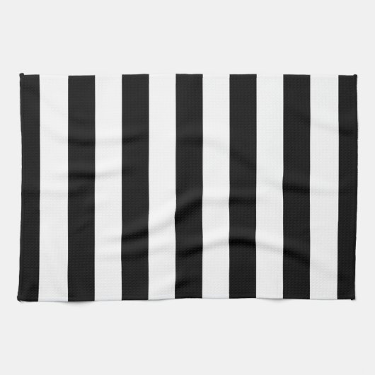 Linge De Cuisine Bandes Verticales Noires Et Blanches (Horizontal)