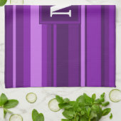 Linge De Cuisine Bandes violettes monogrammes (Plié)