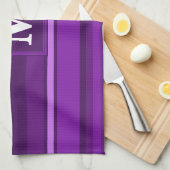 Linge De Cuisine Bandes violettes monogrammes (Quart Plié)
