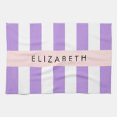 Linge De Cuisine Bandes Violettes, Motif Gratté, Lignes, Votre Nom (Horizontal)