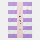 Linge De Cuisine Bandes Violettes, Motif Gratté, Lignes, Votre Nom (Vertical)