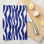 Linge De Cuisine Bandes zébrées - Bleu foncé de cobalt et blanc (Quart Plié)