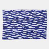 Linge De Cuisine Bandes zébrées - Bleu foncé de cobalt et blanc (Horizontal)