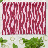 Linge De Cuisine Bandes zébrées - Bourgogne et rose (Plié)
