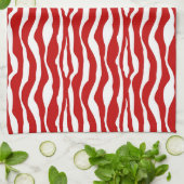 Linge De Cuisine Bandes zébrées - Rouge et blanc profond (Plié)
