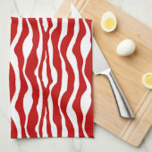 Linge De Cuisine Bandes zébrées - Rouge et blanc profond (Quart Plié)