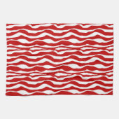 Linge De Cuisine Bandes zébrées - Rouge et blanc profond (Horizontal)
