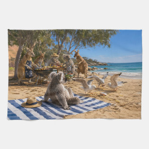 Linge De Cuisine Barbecue de plage aux kangourous et koalas
