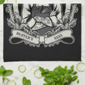 Linge De Cuisine Barbier à Hipster noir-n-blanc Personnaliser (Plié)