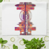 Linge De Cuisine Barcelona Espagne Skyline (Plié)