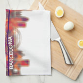 Linge De Cuisine Barcelona Espagne Skyline (Quart Plié)