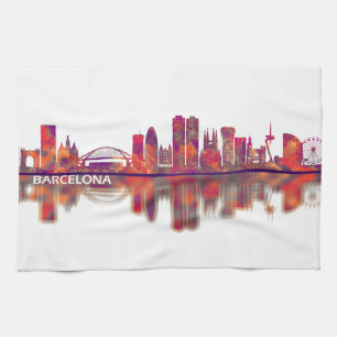 Linge De Cuisine Barcelona Espagne Skyline