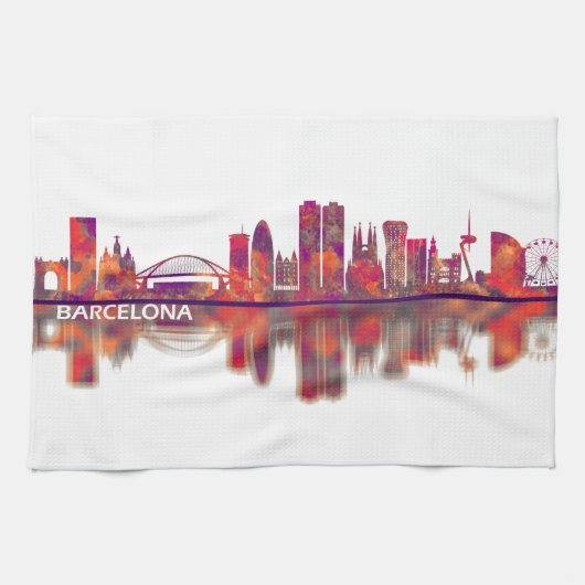 Linge De Cuisine Barcelona Espagne Skyline (Horizontal)