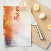 Linge De Cuisine Barcelone Skyline watercolor v04 (Quart Plié)