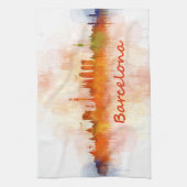 Linge De Cuisine Barcelone Skyline watercolor v04 (Vertical)