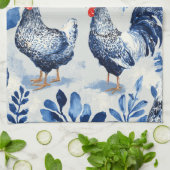 Linge De Cuisine Barnyard Chickens and Botanical Pattern Design (Plié)