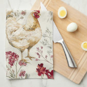 Linge De Cuisine Barnyard Chickens and Botanical Pattern Design (Quart Plié)
