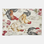 Linge De Cuisine Barnyard Chickens and Botanical Pattern Design (Horizontal)